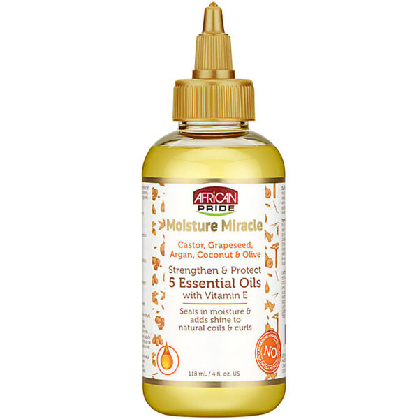 AFRICAN PRIDE – Moisture Miracle 5 huiles essentielles + Vitamine E (118 ml)