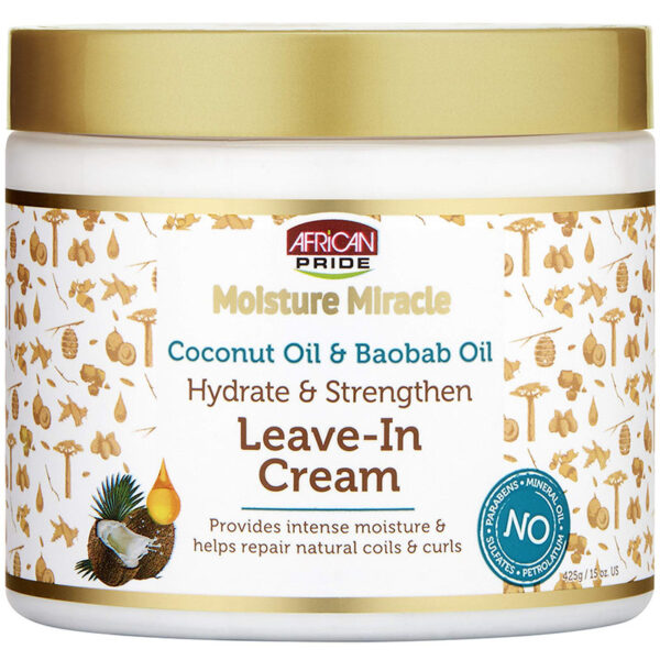 AFRICAN PRIDE – Moisture Miracle Leave-In Crème - Huile de Coco & Baobab (425 g)