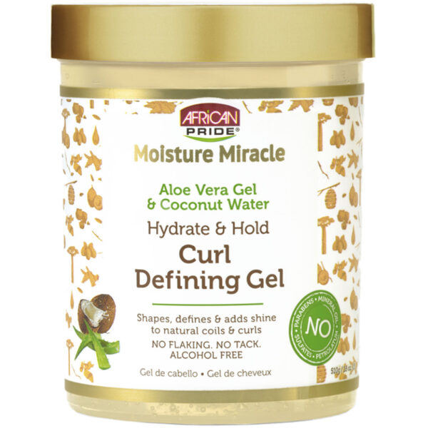 AFRICAN PRIDE - Moisture Miracle Gel Définition de Boucles - Aloe Vera & Eau de Coco (510 g)