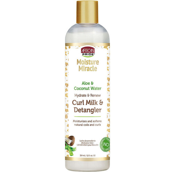 AFRICAN PRIDE – Moisture Miracle Lait Démêlant de Boucles - Aloe Vera & Eau de Coco (354 ml)