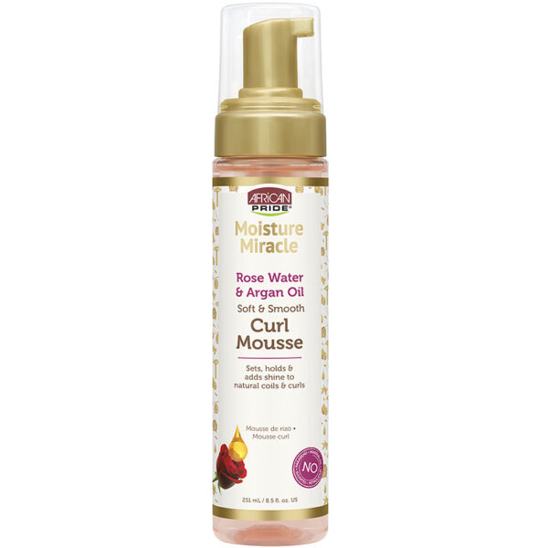 AFRICAN PRIDE – Moisture Miracle Mousse Boucles - Eau de Rose & Huile d’Argan (251 ml)