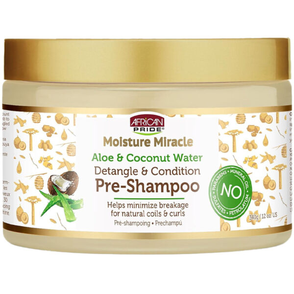AFRICAN PRIDE – Moisture Miracle Pré-Shampooing Démêlant - Aloe Vera & Eau de Coco (340 g)