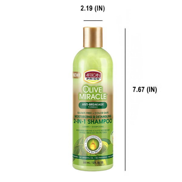 AFRICAN PRIDE – Olive Miracle Shampooing 2 en 1 Hydratant & Démêlant - Huile d’Olive & Huile d’Arbre à Thé (355 ml) – Image 2