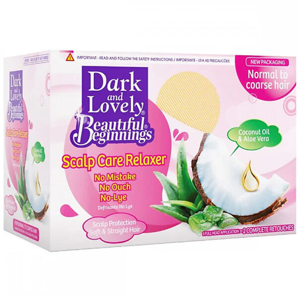 DARK and LOVELY - Défrisant Sans Soude Scalp Care Cheveux Normaux - Huile de Coco & Aloe Vera (Kit)