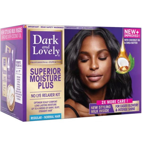 DARK and LOVELY - Superior Moisture Plus Défrisant Sans Soude Moyen - Cheveux Normaux (Kit)