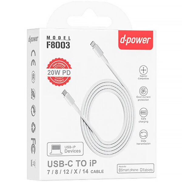 D-POWER – Câble USB-C vers Lightning 20W (F8003)