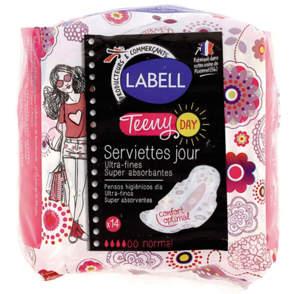 LABELL Teeny Day – Serviettes Hygiéniques Ultra-Fines Jour Normal (x14)